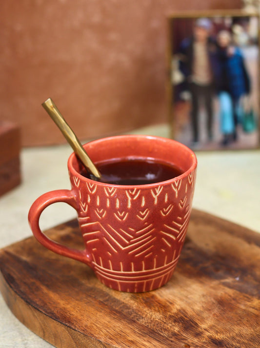 Rust Carved Mug made by ceramic