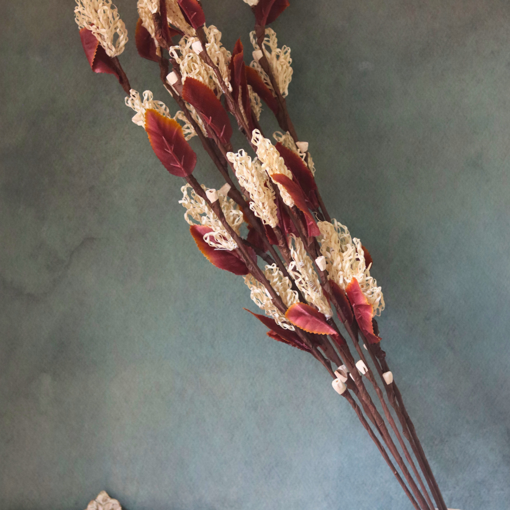Dried flower bunch with vase