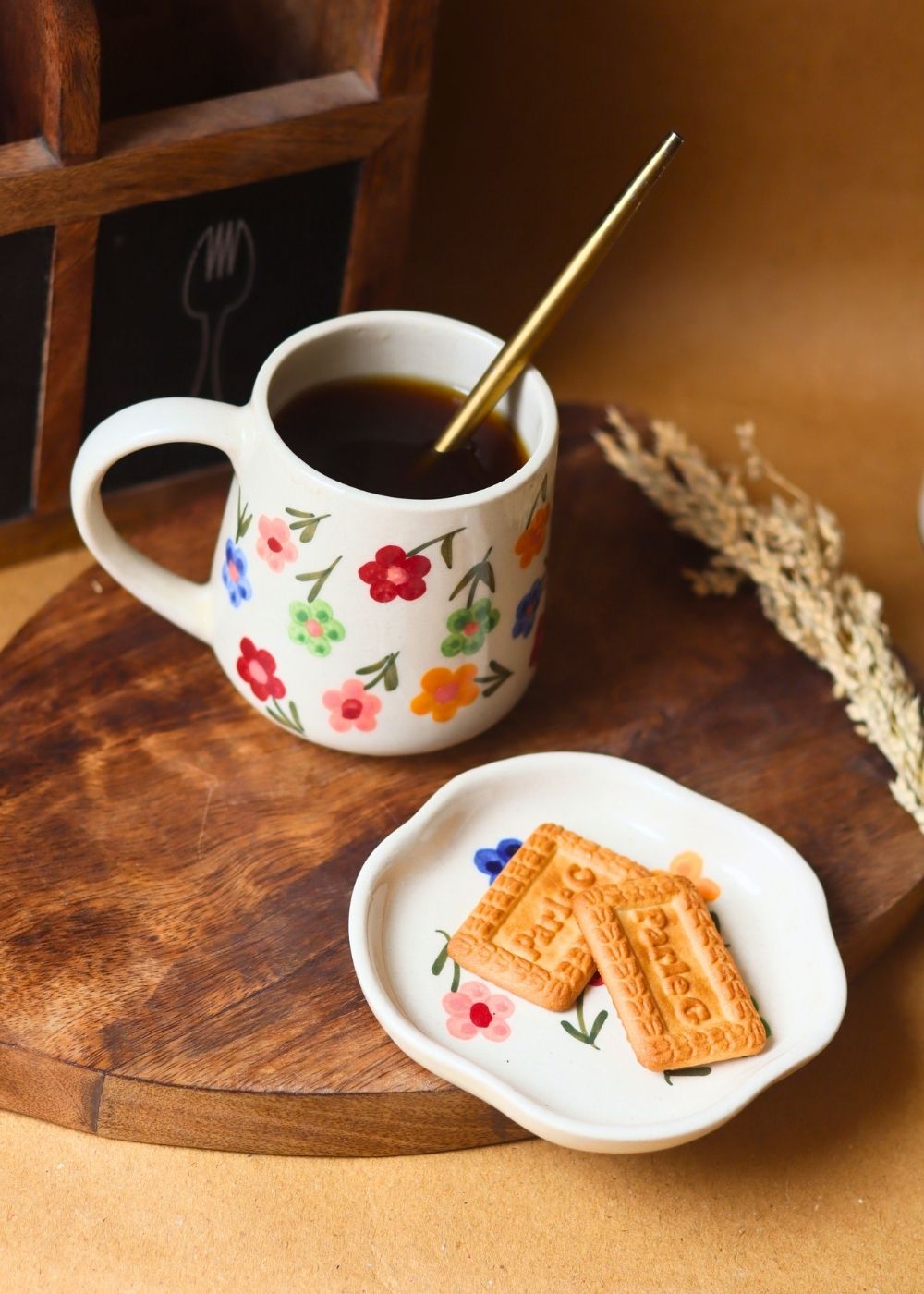 Floral Blossom mug & Handmade dessert Plate made by ceramic