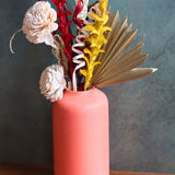 orange bloom vase with assorted  bunch combo for your home decor 