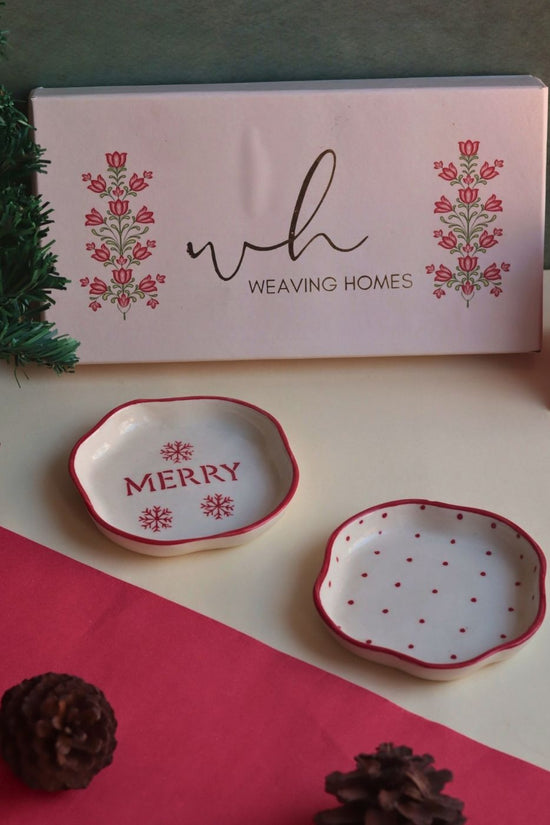 Handmade Merry & Red Polka Handmade Dessert plate in a Gift Box