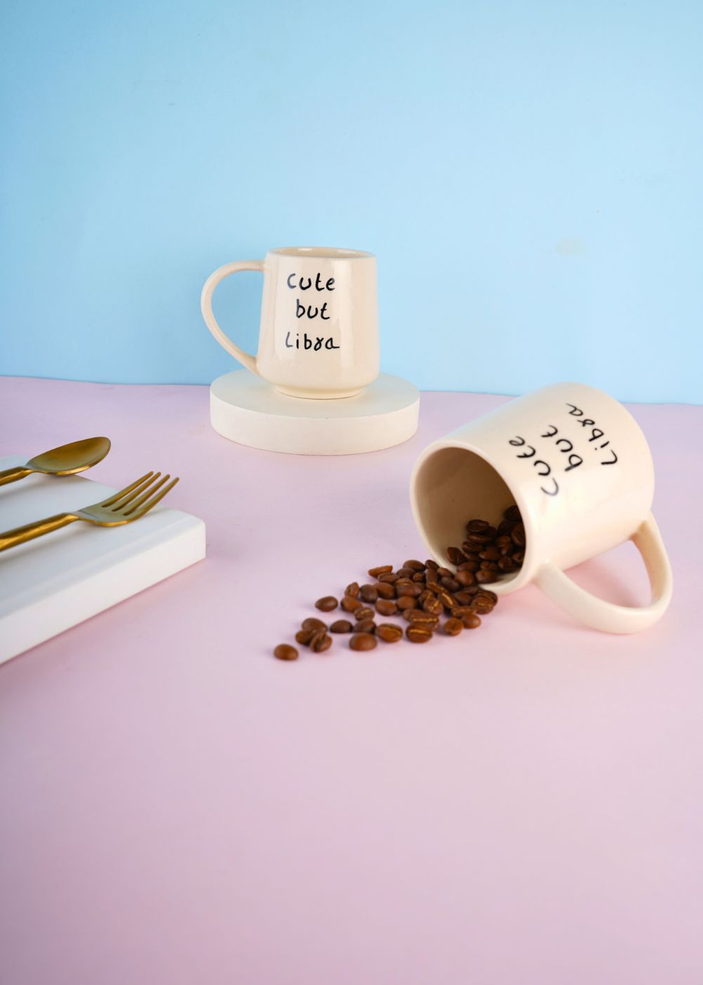cute but libra mug with white color