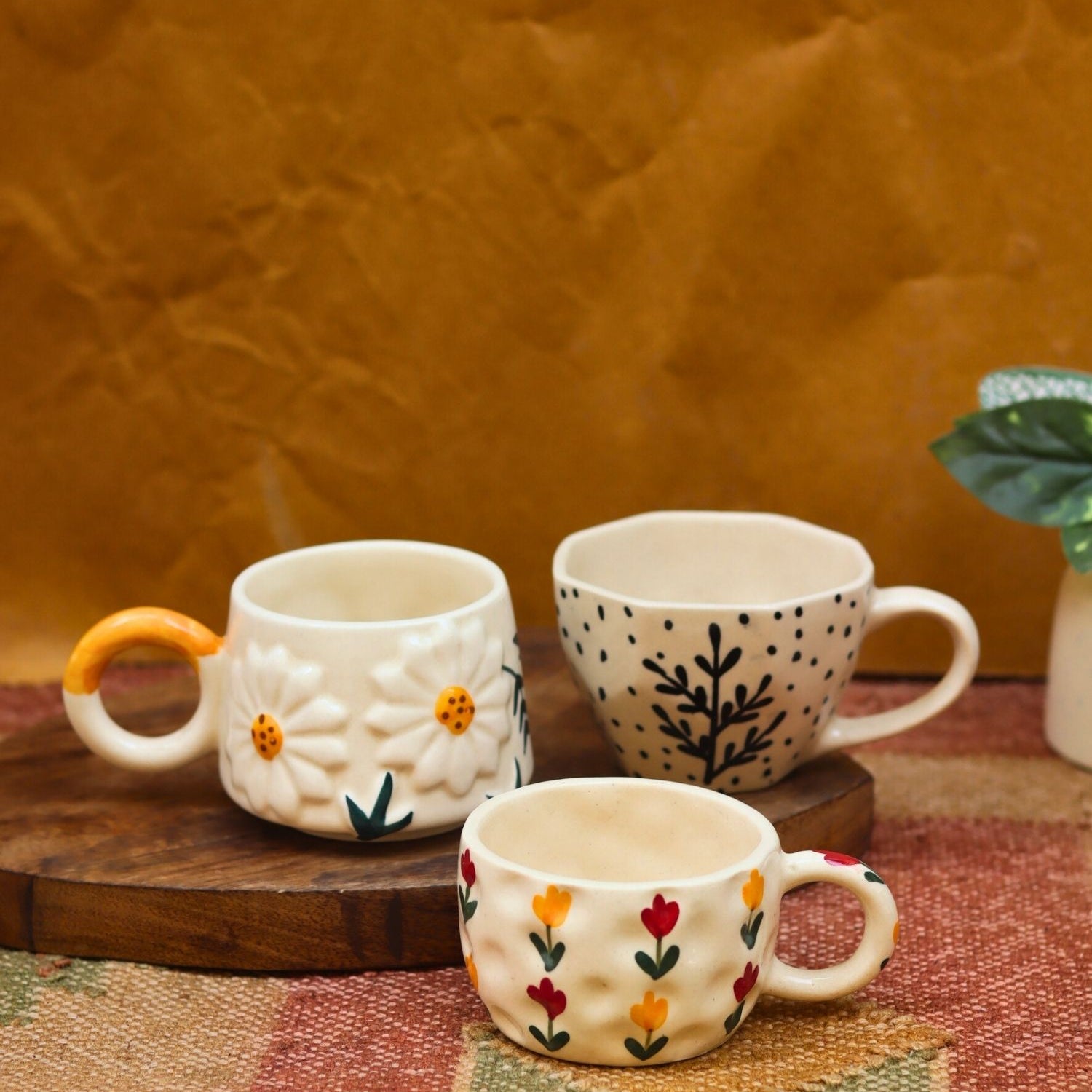 Set of 3 - Blooming Mugs Combo made by ceramic