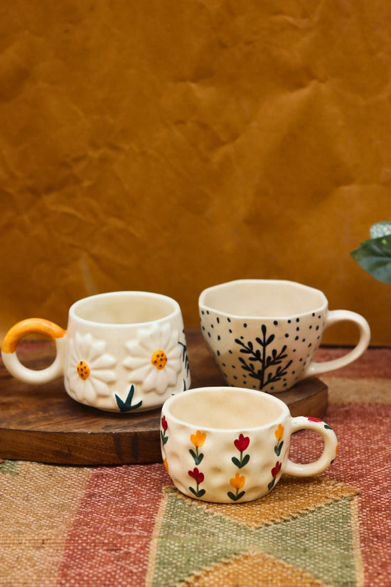 Set of 3 - Blooming Mugs Combo made by ceramic