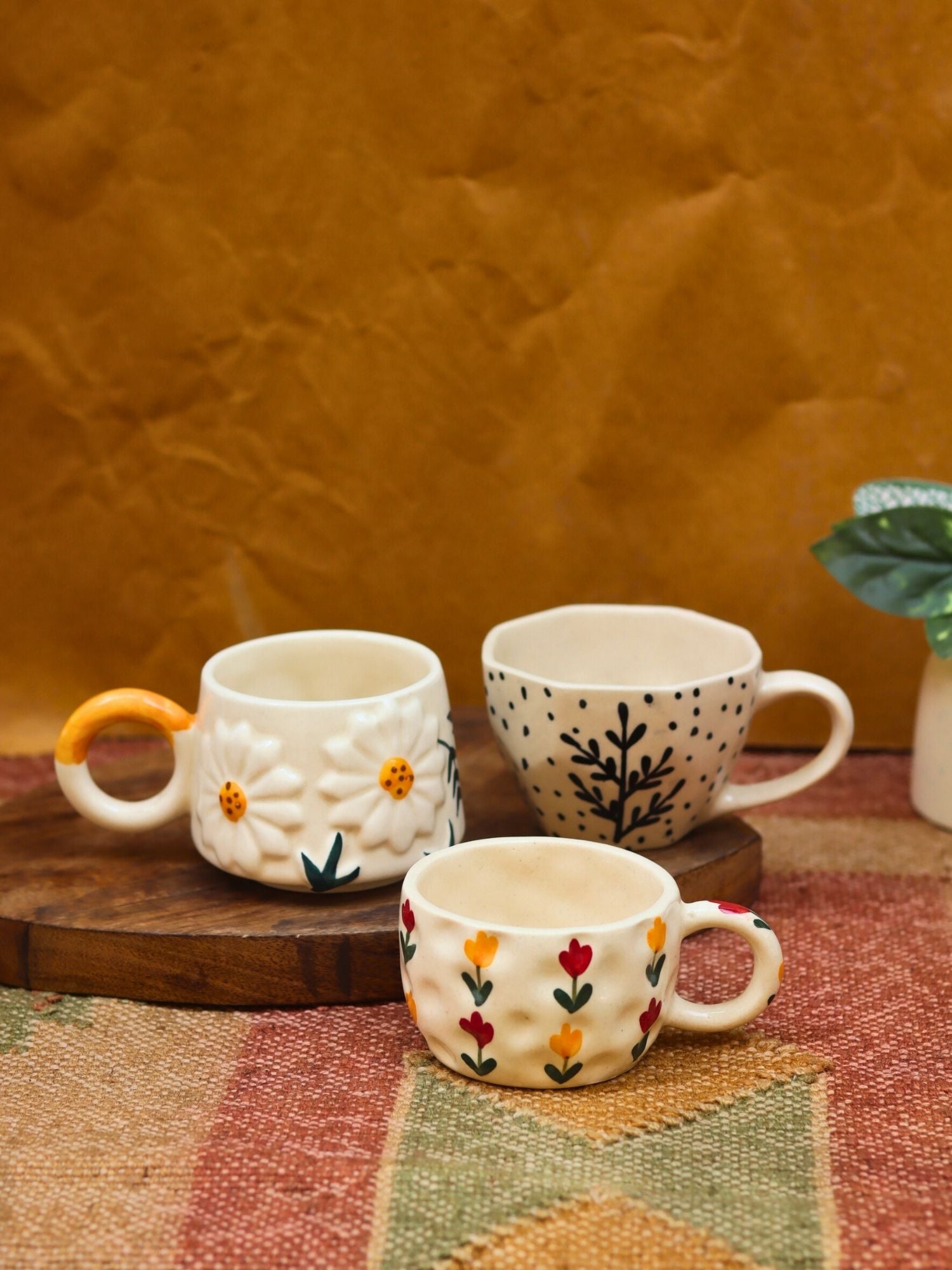 Set of 3 - Blooming Mugs Combo made by ceramic