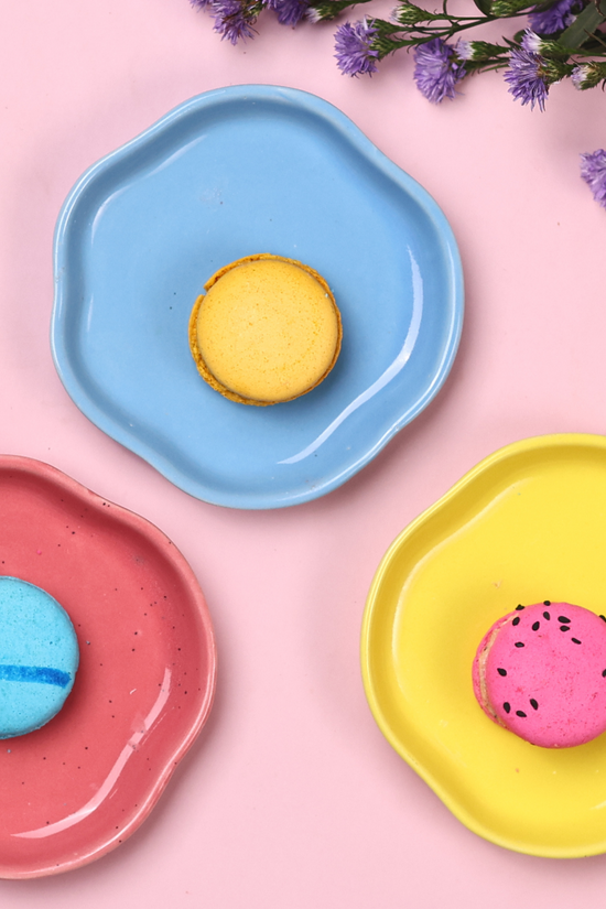 solid color handmade dessert plate ,ceramic 