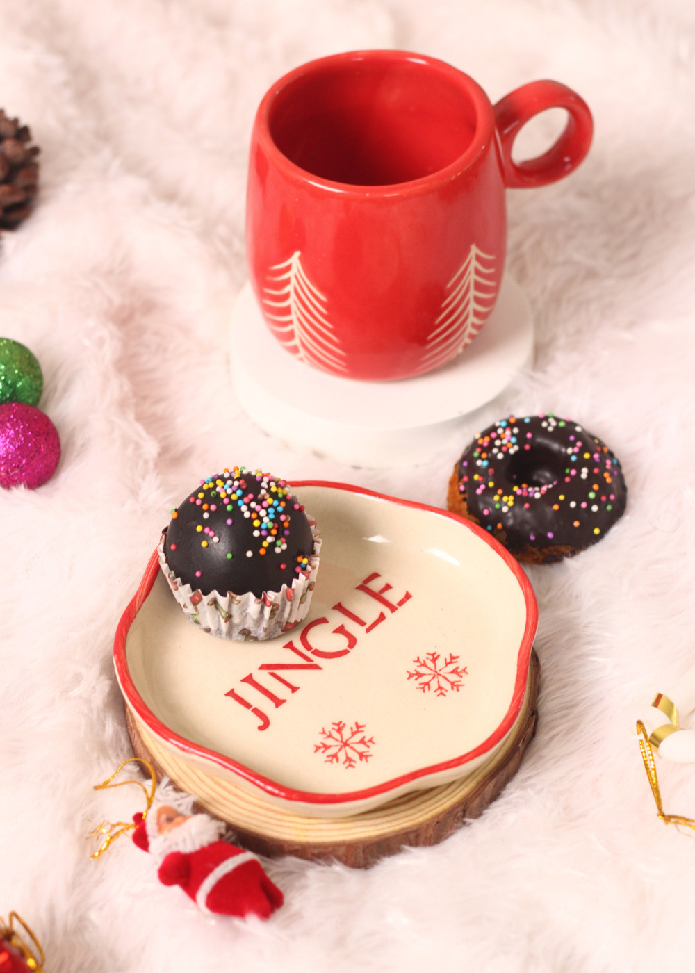 handmade dessert plate With cute christmas mug  made by ceramic 