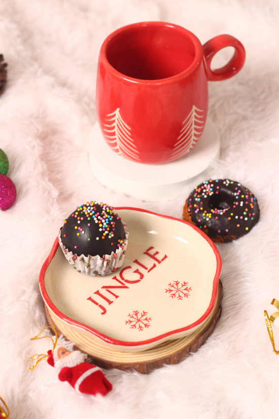handmade dessert plate With cute christmas mug  made by ceramic 