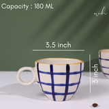 Blue checks coffee mug height and breadth