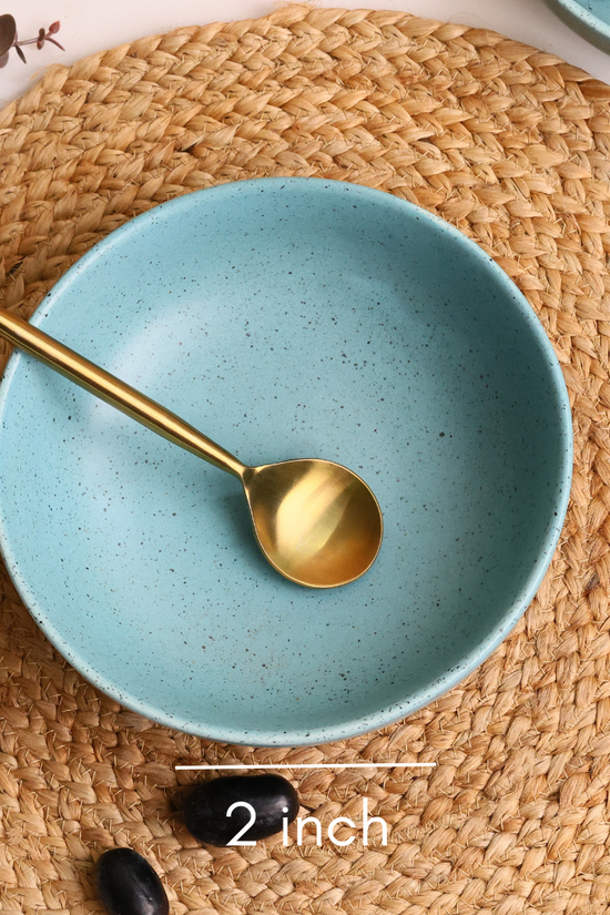 Ceramic teal curry bowl height & breadth