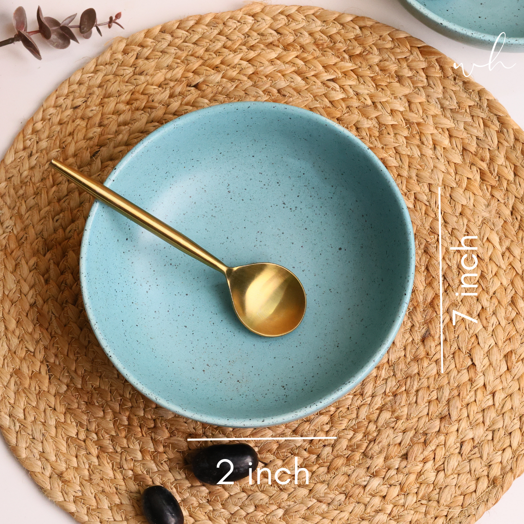 Ceramic teal curry bowl height & breadth
