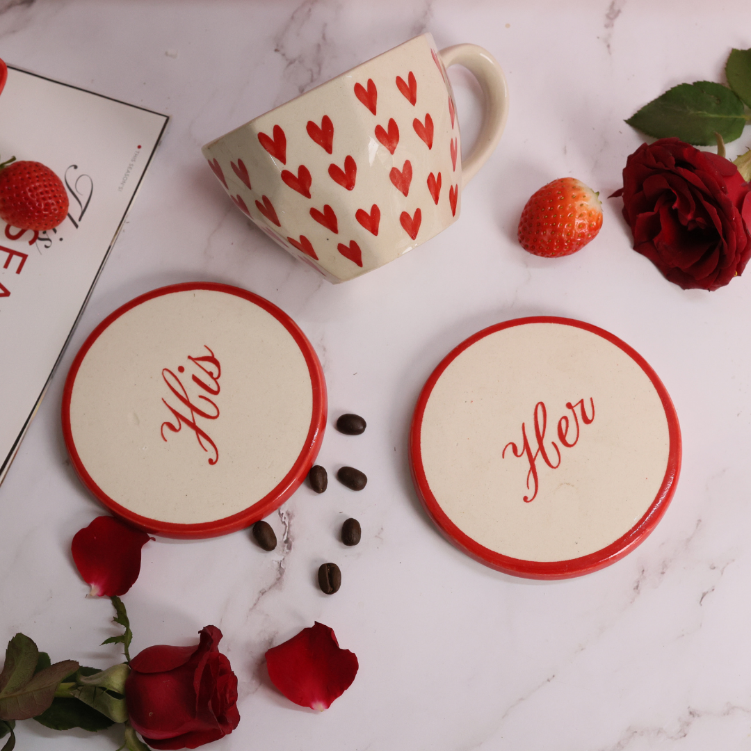 heart mug with beautiful dining accessory her coaster 