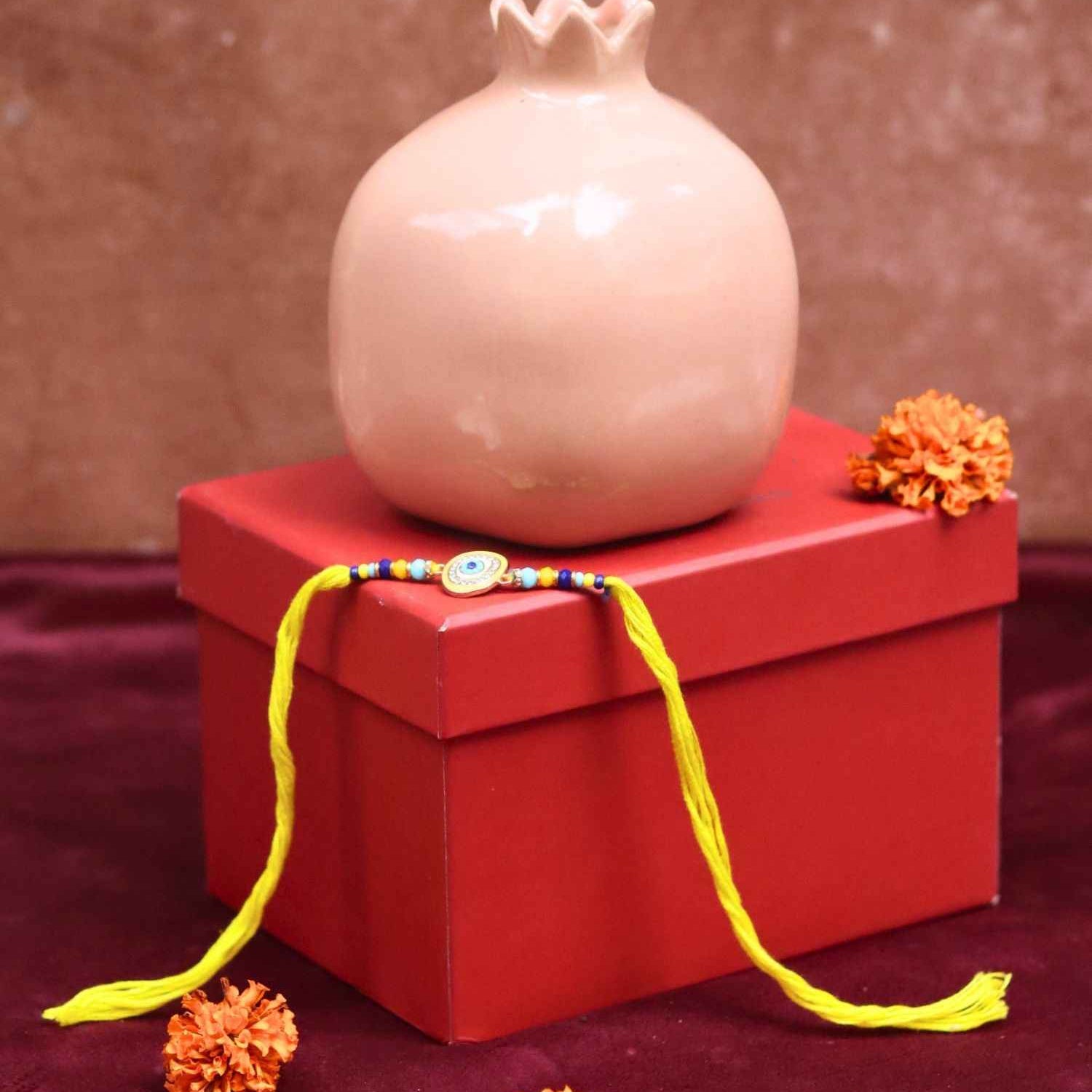 Peach Anar vase Rakhi Gift Box