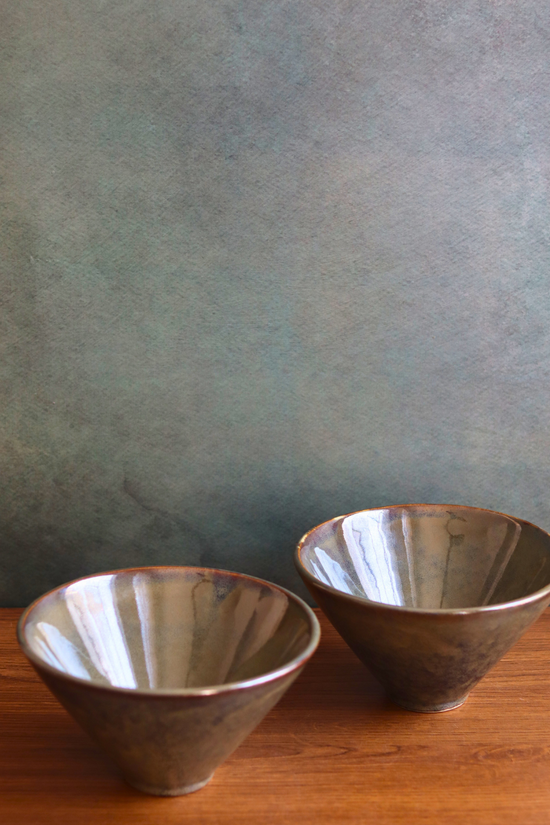 handmade olive conical Bowl