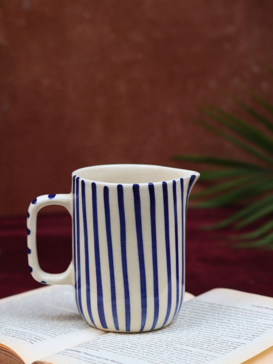 Blue striped jug made by ceramic