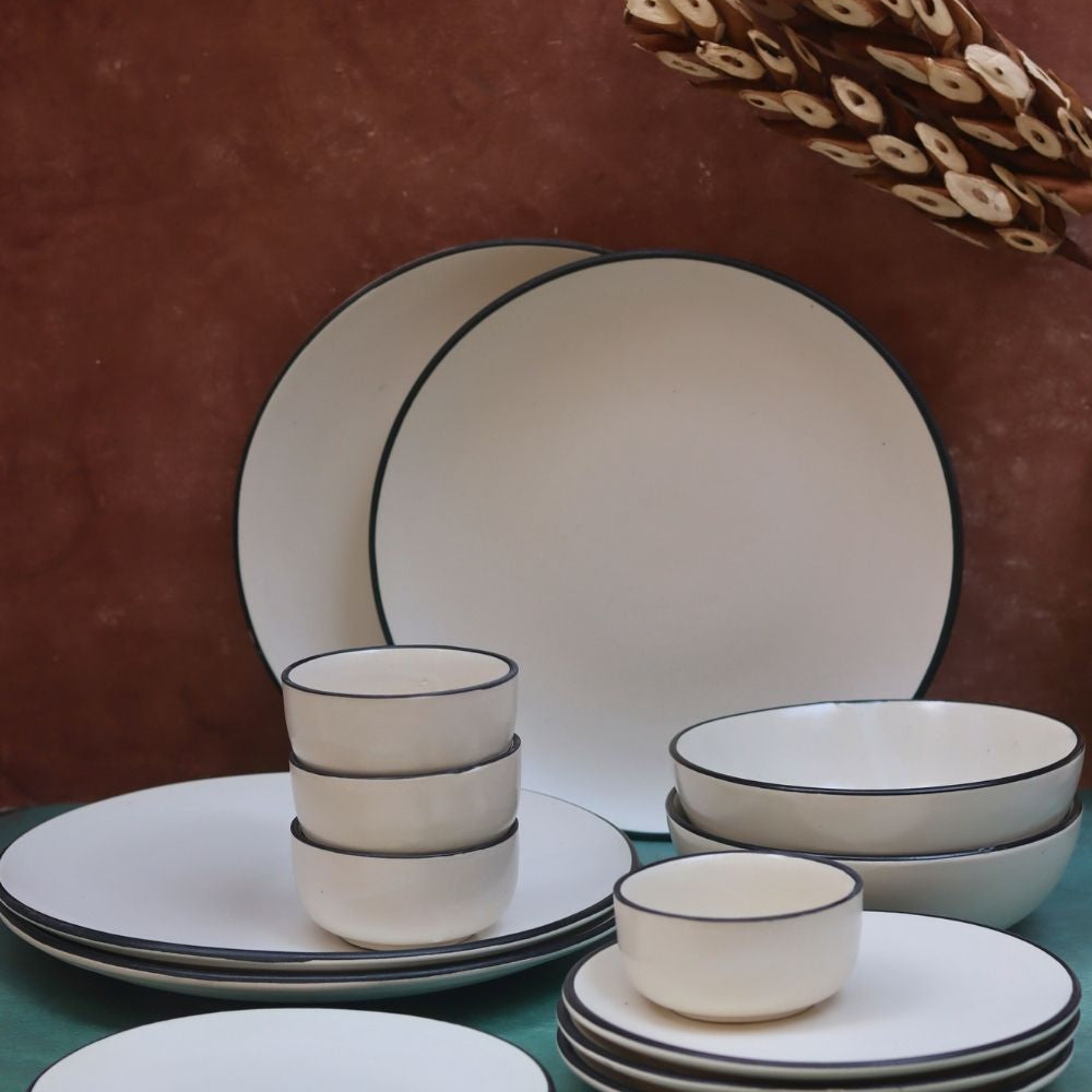 Set of 14 -  Basic White Dinner set made by ceramic