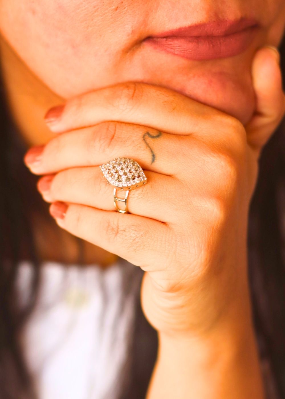 Waterproof Stylish White AD Adjustable Ring