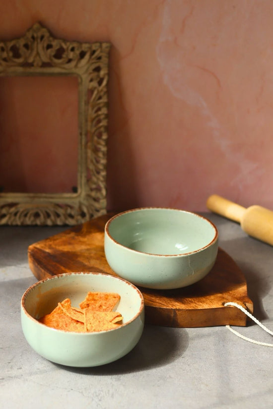 Mint Green Ceramic Bowl - Set of 2 handmade in india