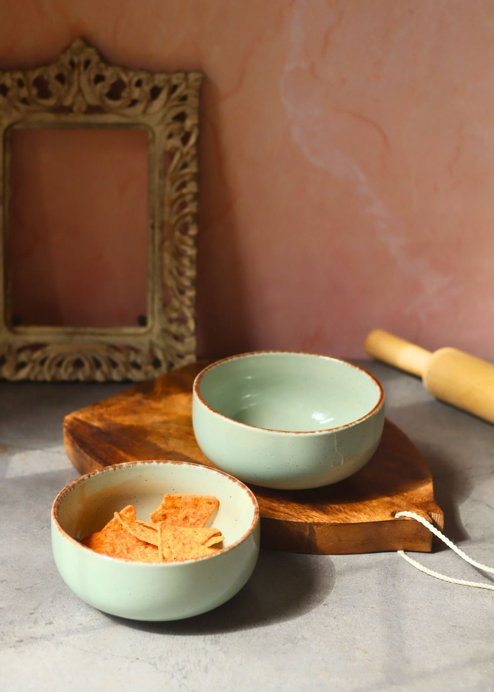 Mint Green Ceramic Bowl - Set of 2 handmade in india