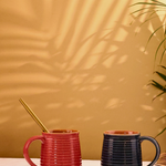 handmade red & blue coffee mug set of two combo
