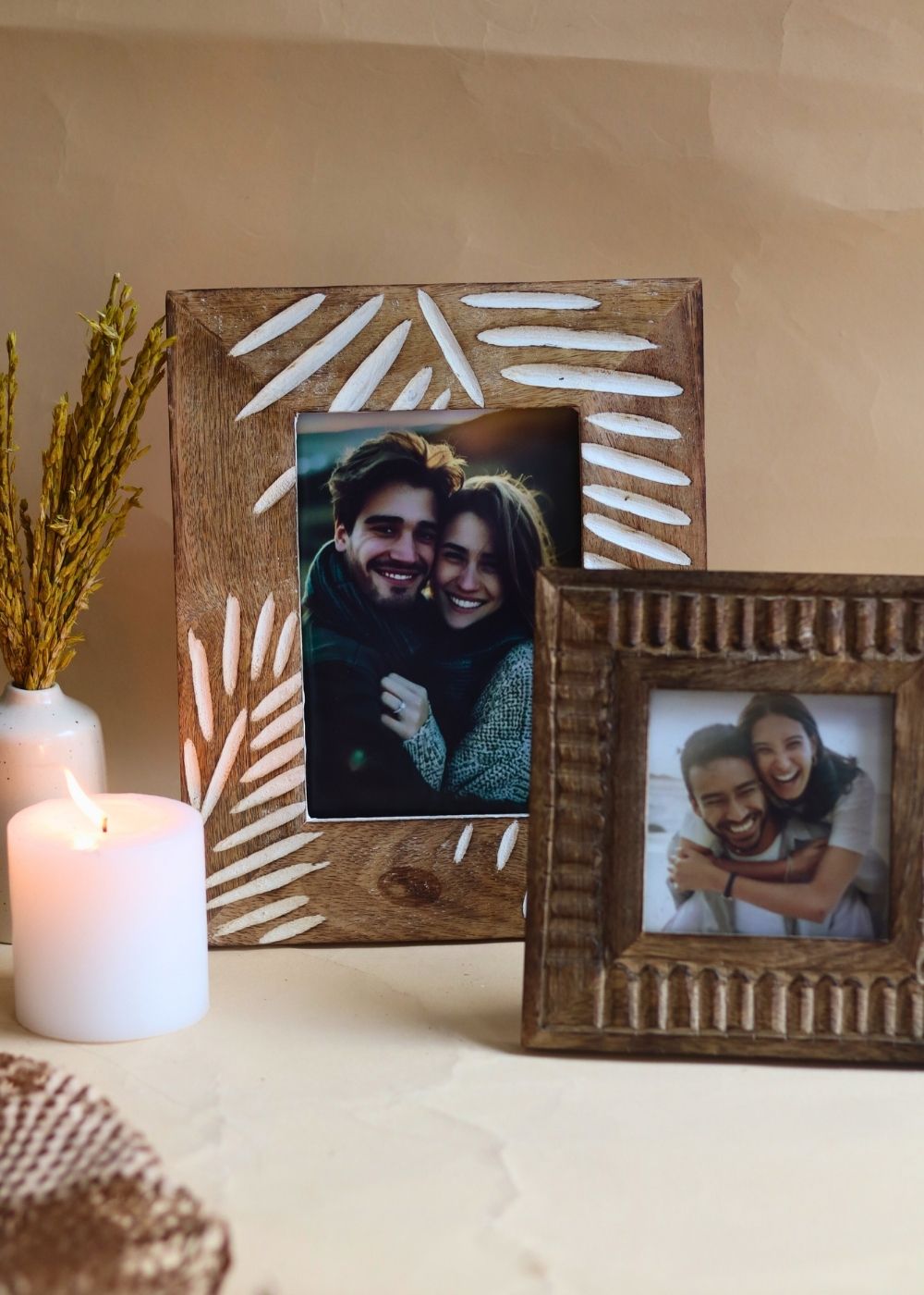 Carved Leaf Photo Frame & Modern Square Wooden Frame handmade in india