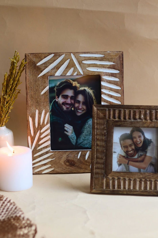 Carved Leaf Photo Frame & Modern Square Wooden Frame handmade in india