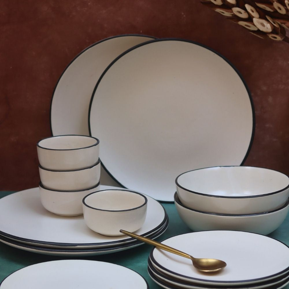 Set of 14 -  Basic White Dinner set with premium quality material