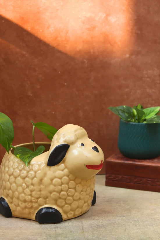 handmade Set of 2 - Sheep & Essential Teal Planter combo