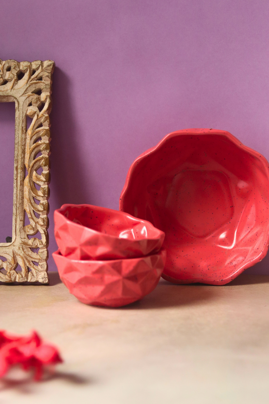Ceramic red diamond bowls 
