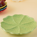 sage green cabbage snack plate handmade in india 