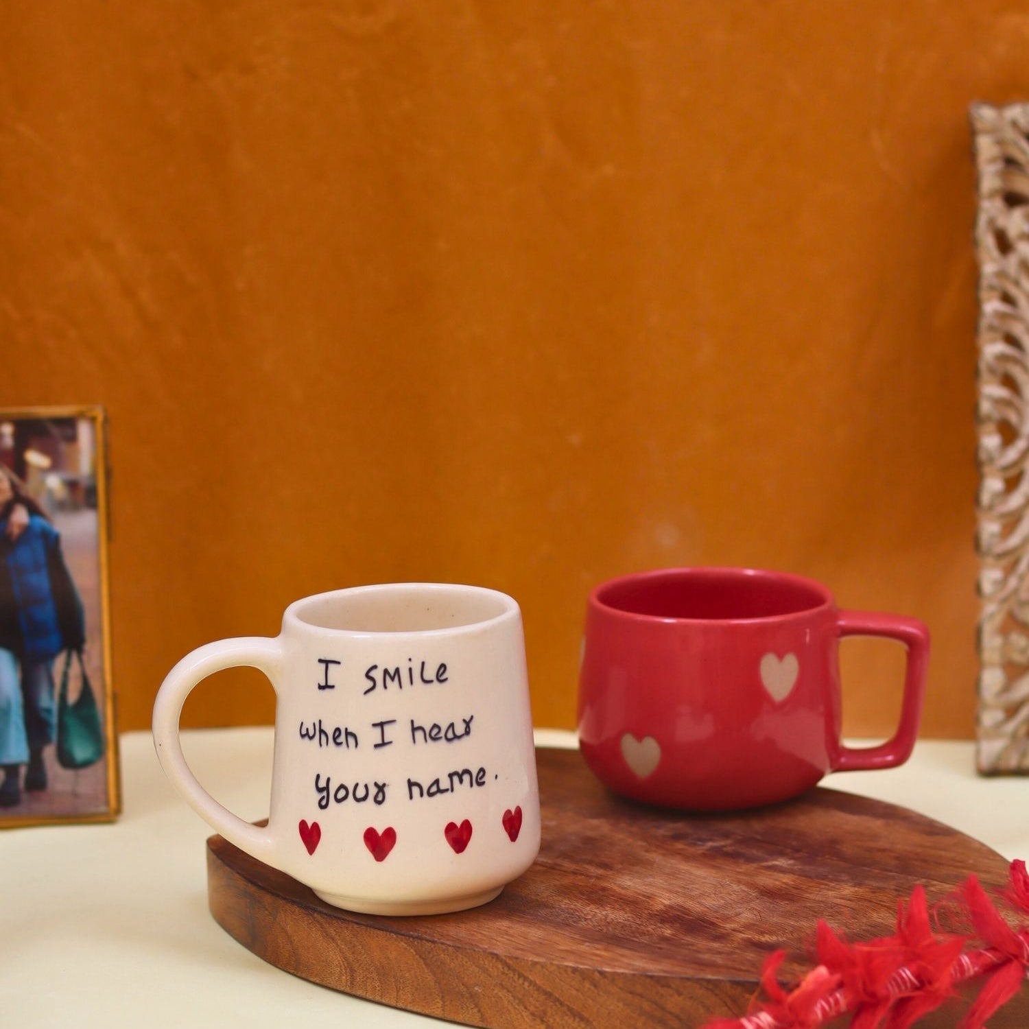 Set of 2 - Heart-throb & I Smile when I hear your name mug combo made by ceramic