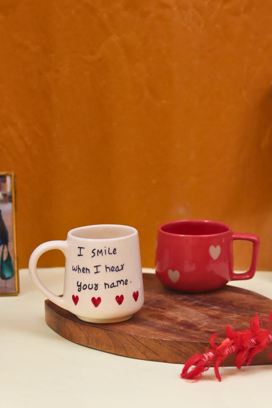Set of 2 - Heart-throb & I Smile when I hear your name mug combo made by ceramic
