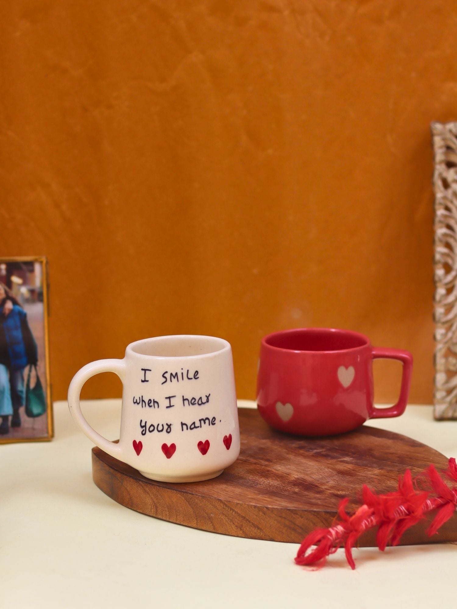 Set of 2 - Heart-throb & I Smile when I hear your name mug combo made by ceramic