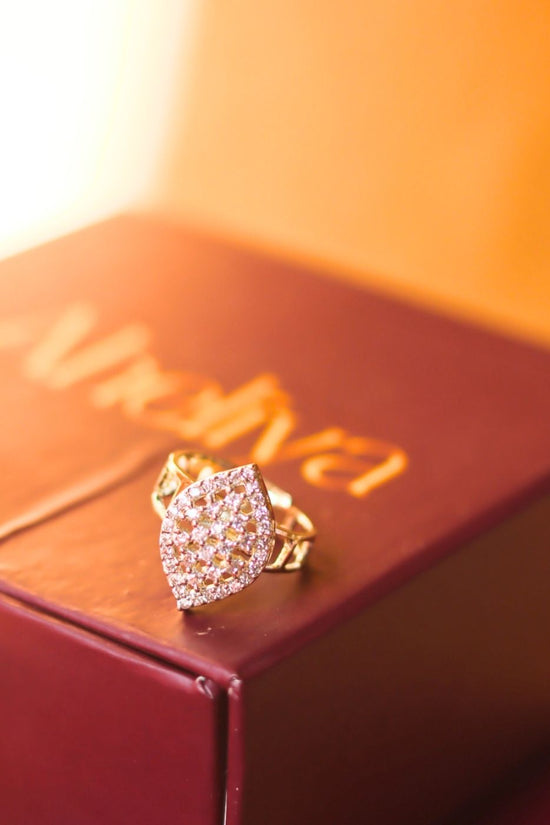 Stylish White AD Adjustable Ring