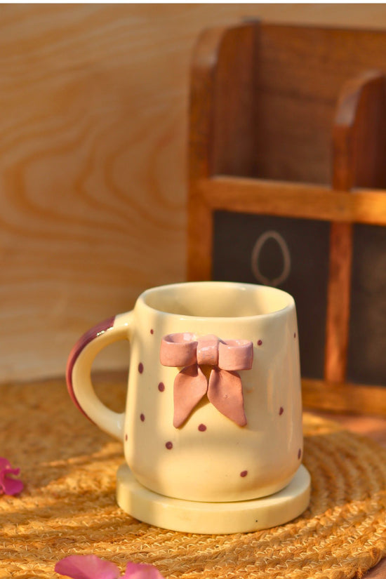 Lead free Bow Embrossed Mug - Purple