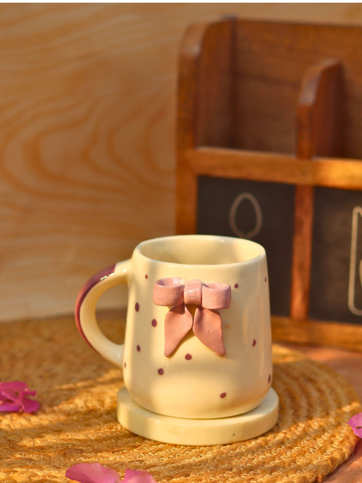 Lead free Bow Embrossed Mug - Purple