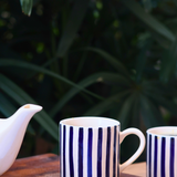 Blue lines ceramic tea cup 