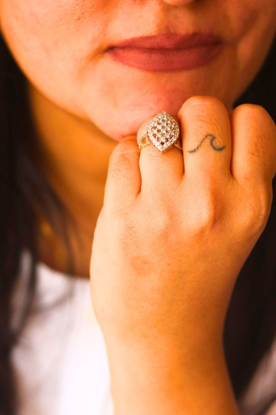 Stylish White AD Adjustable Ring handmade in india