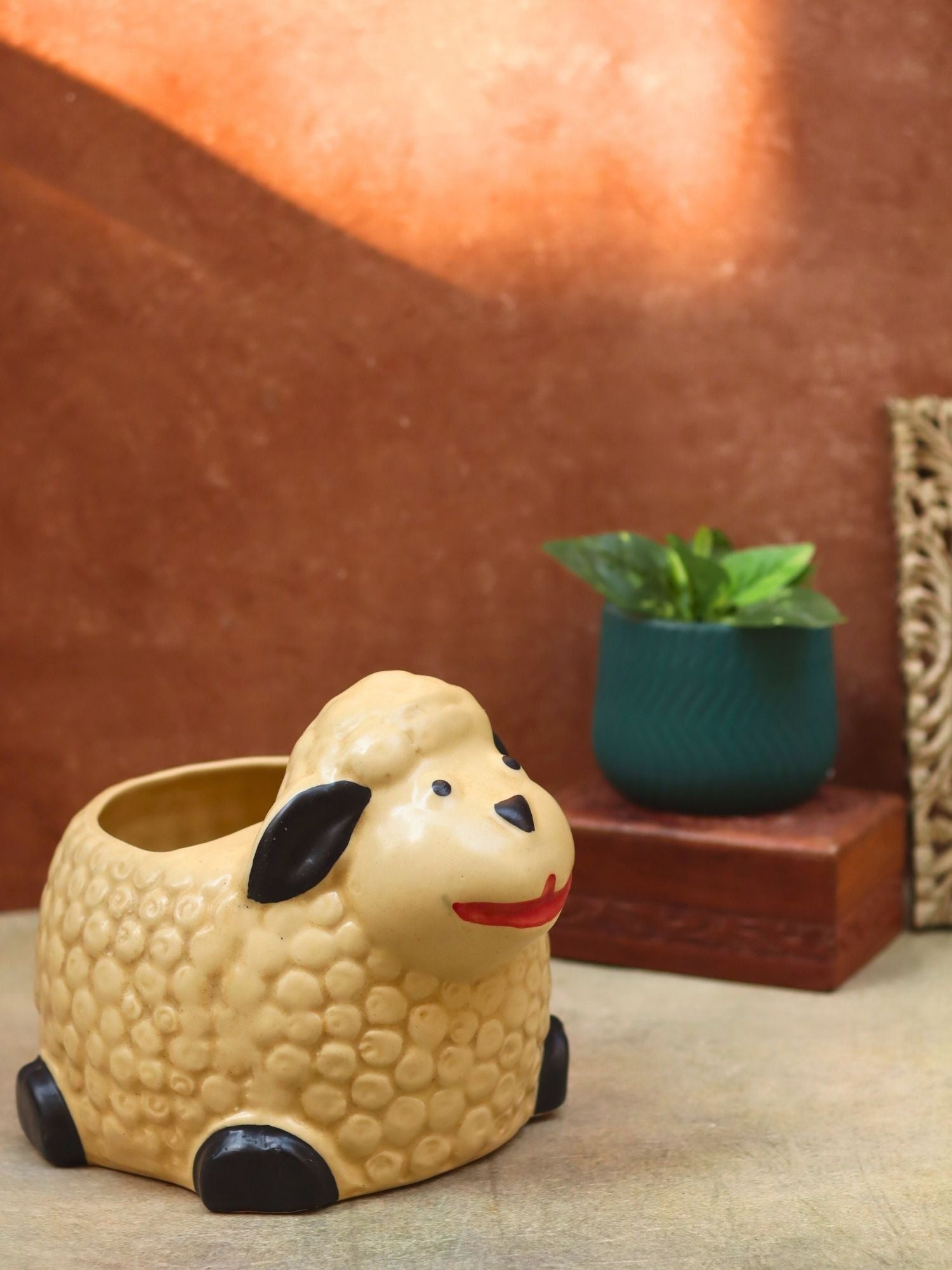 Set of 2 - Sheep & Essential Teal Planter combo made by ceramic