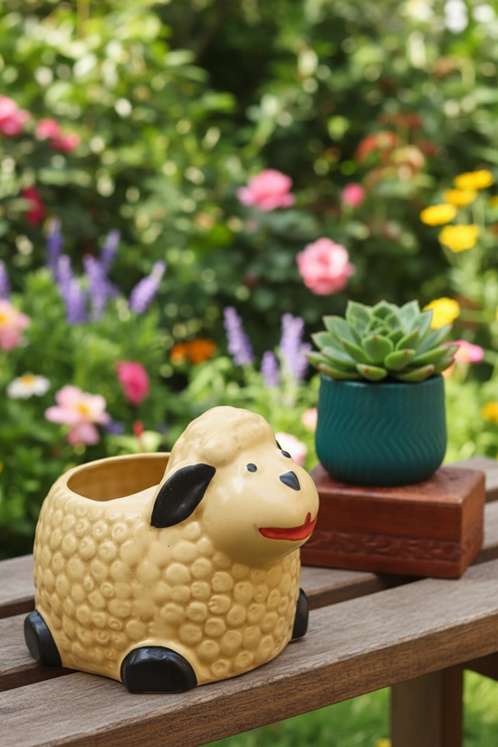 Set of 2 - Sheep & Essential Teal Planter combo