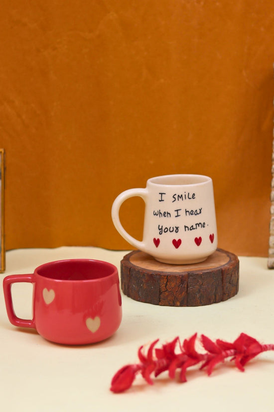 Set of 2 - Heart-throb & I Smile when I hear your name mug combo with premium quality material