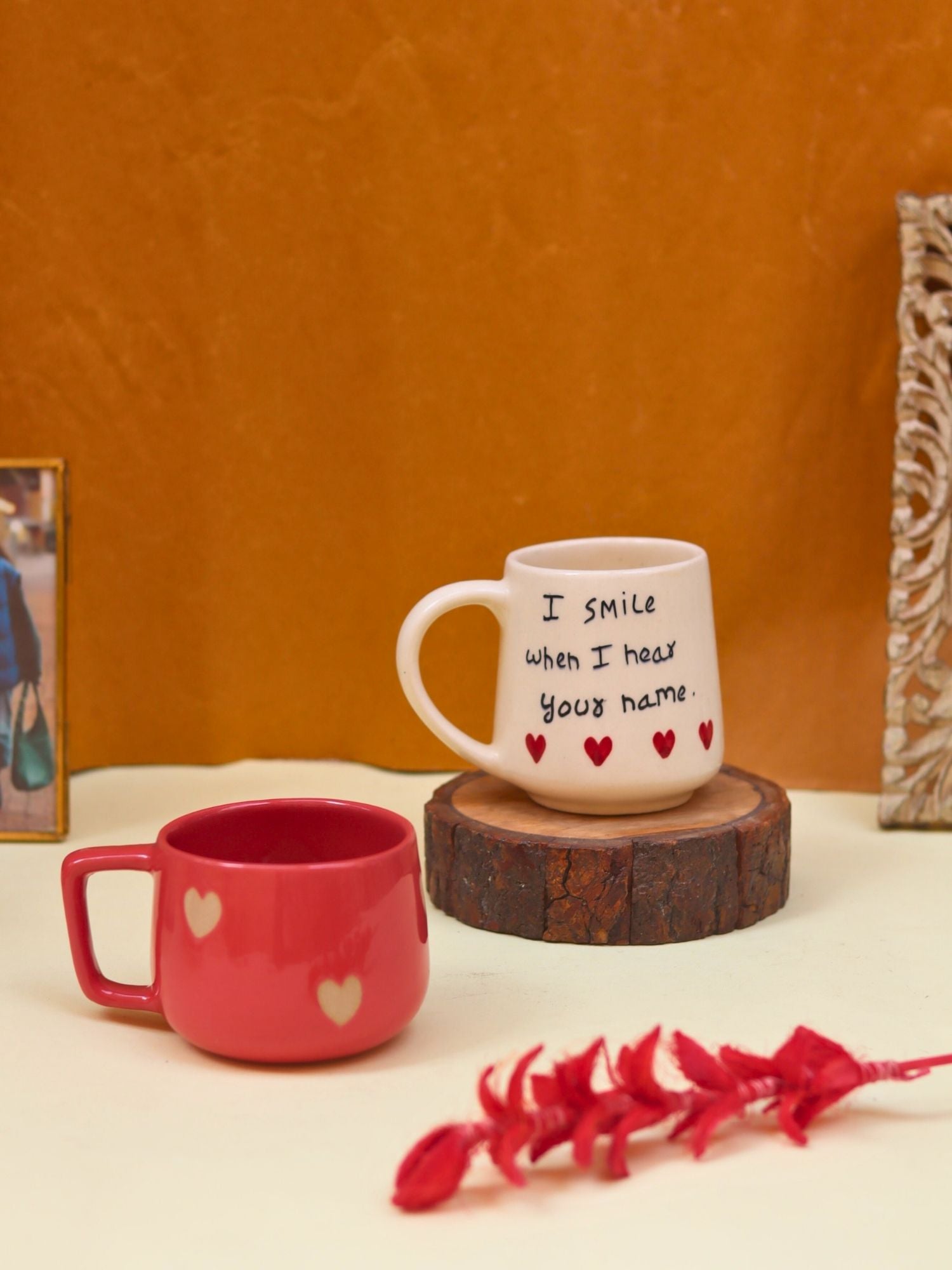 Set of 2 - Heart-throb & I Smile when I hear your name mug combo with premium quality material