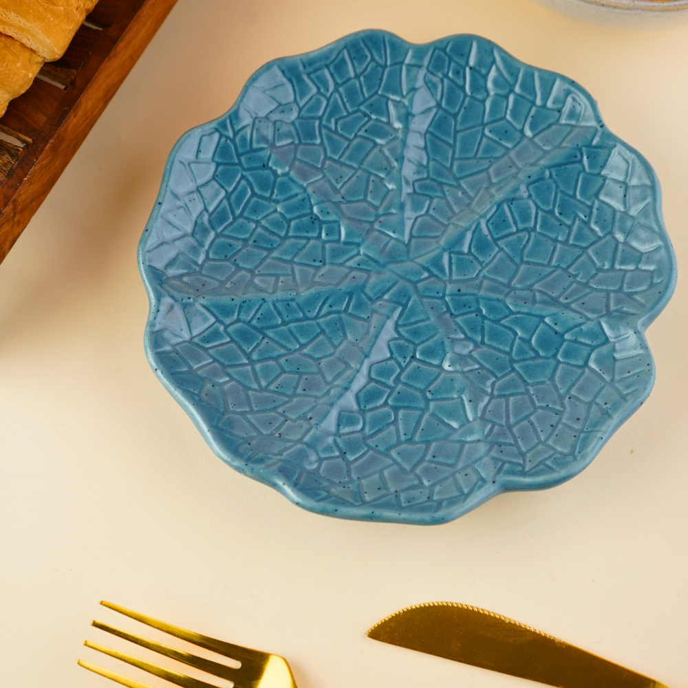handmade blue cabbage snack plate with premium blue color