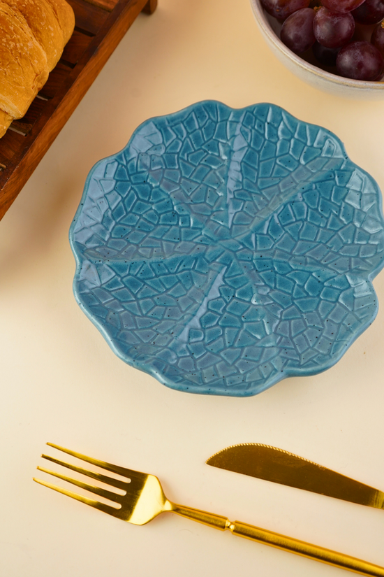 handmade blue cabbage snack plate with premium blue color