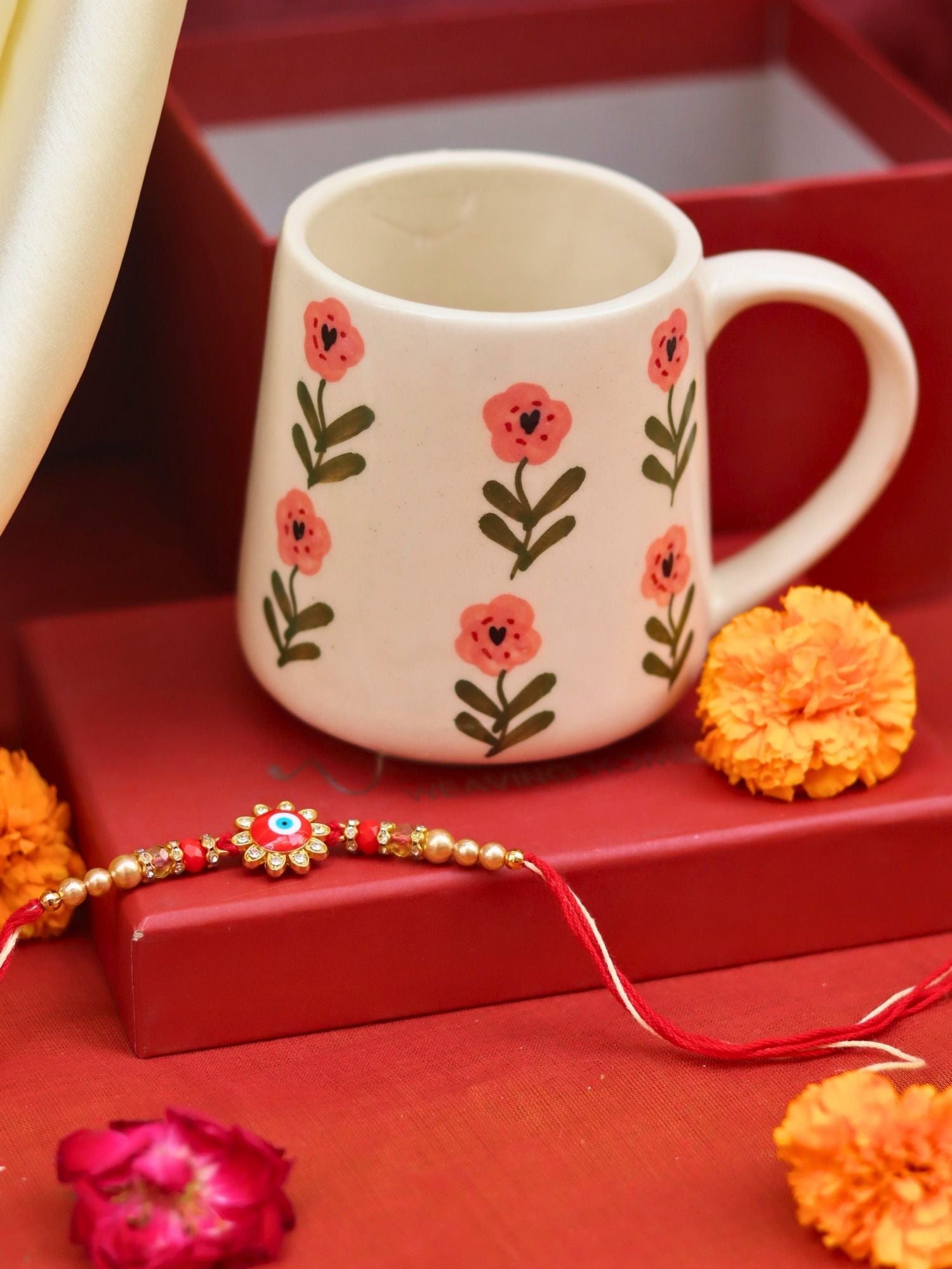 Poppy Flower Mug rakhi Gift Box made with premium  quality material
