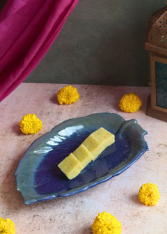 Handmade Royal Blue Betel Leaf Platter