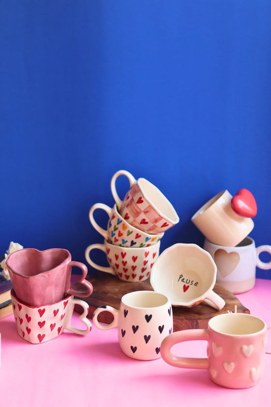 Handmade Set of 10 Sweet Heart Mugs Combo (for the price of 7)