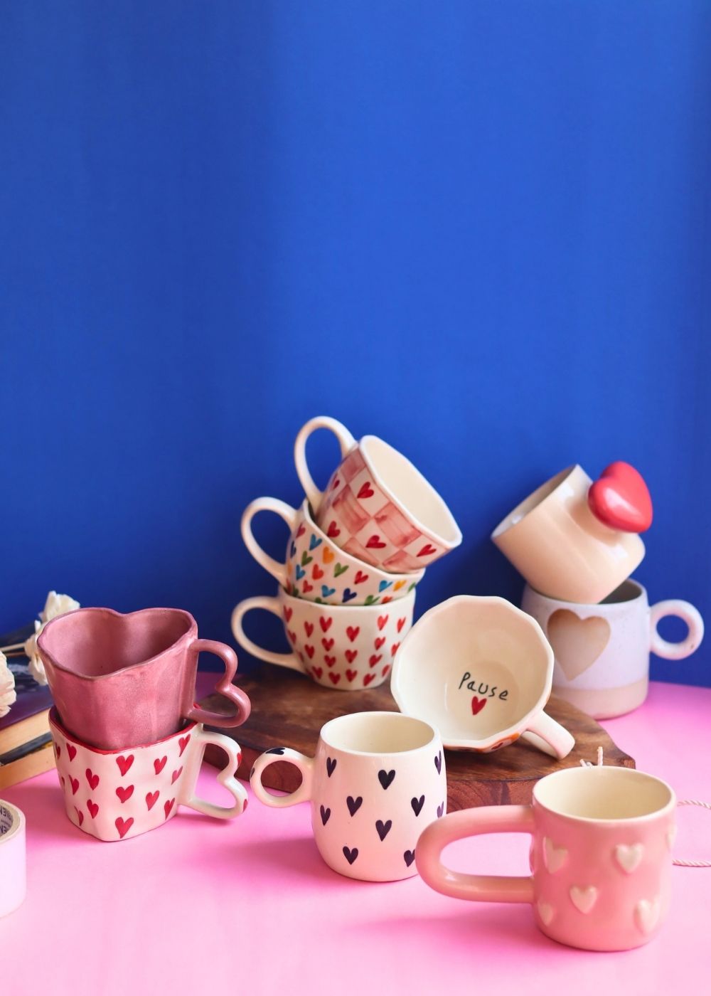 Handmade Set of 10 Sweet Heart Mugs Combo (for the price of 7)