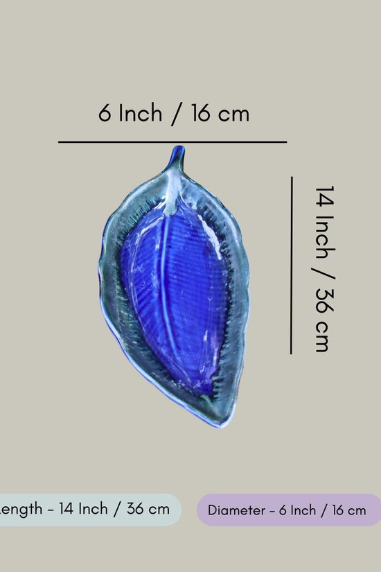 Electric Blue Leaf Platter