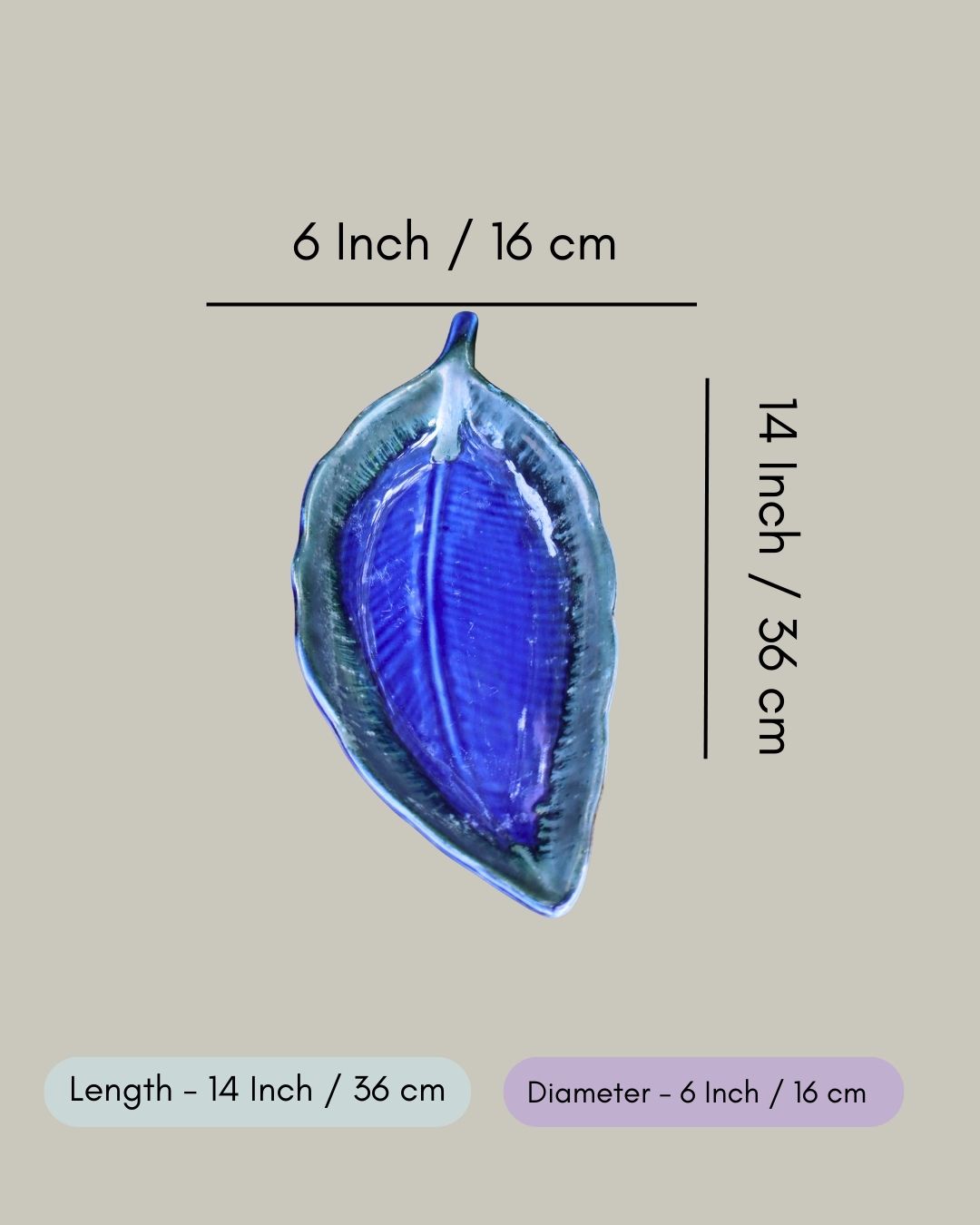 Electric Blue Leaf Platter